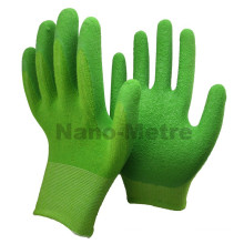 NMSAFETY 15 Gauge weiche Bambus Palm Hand grün Latex Arbeitshandschuhe